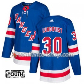 Adidas Maillot de Hockey New York Rangers Henrik Lundqvist 30 2017-2018 Bleu Authentic - Enfant
